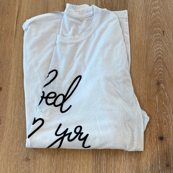 White Graphic Tee with Black Text - Picture 3 of 7